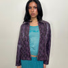Deep Purple Snake Print Faux Leather Jacket - Size M