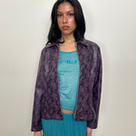 Deep Purple Snake Print Faux Leather Jacket - Size M