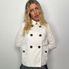 White Double Breasted Short Peacoat - Size M