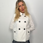 White Double Breasted Short Peacoat - Size M