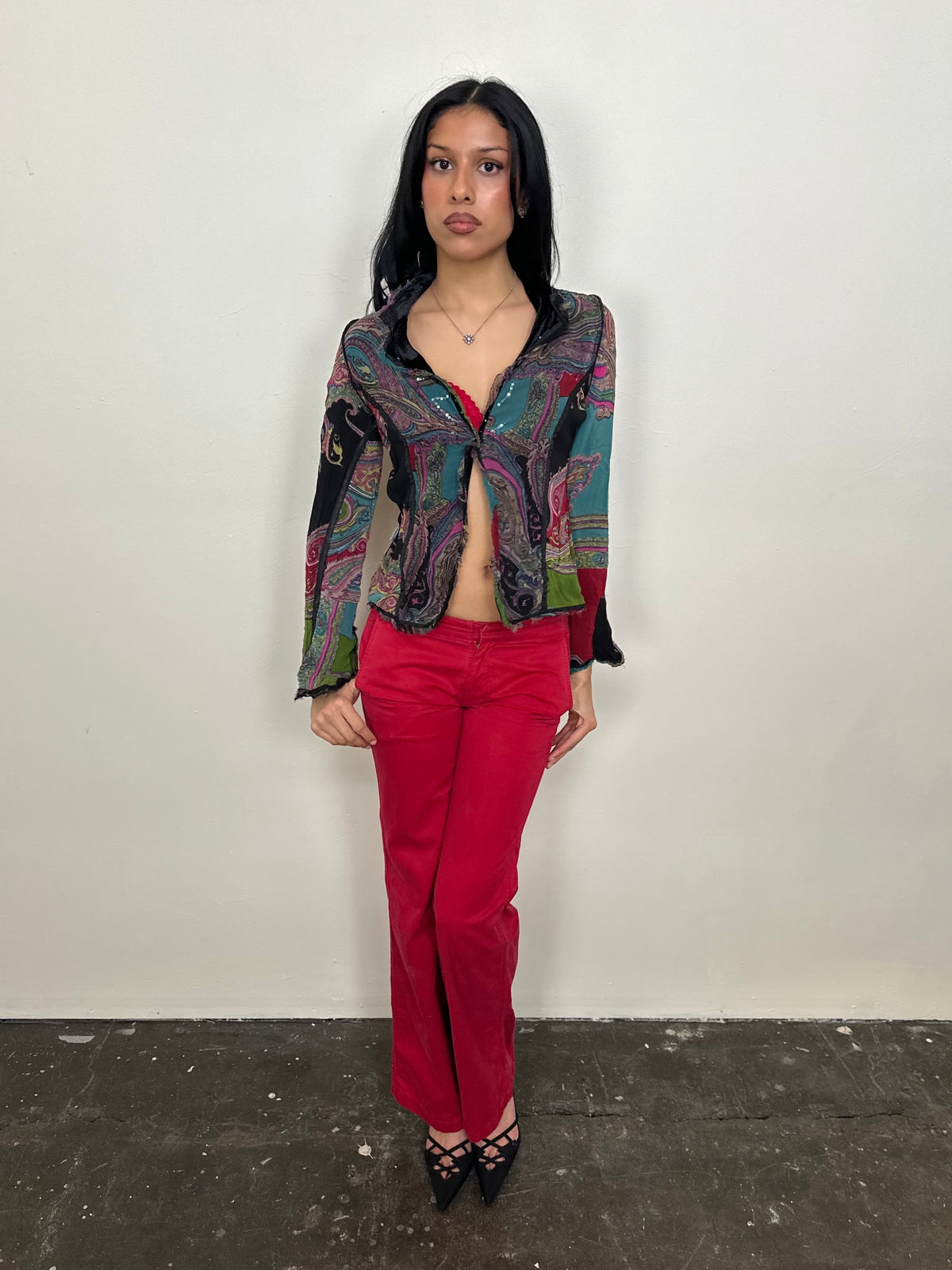 Reversible Black Velour & Paisley Print Blazer - Size S