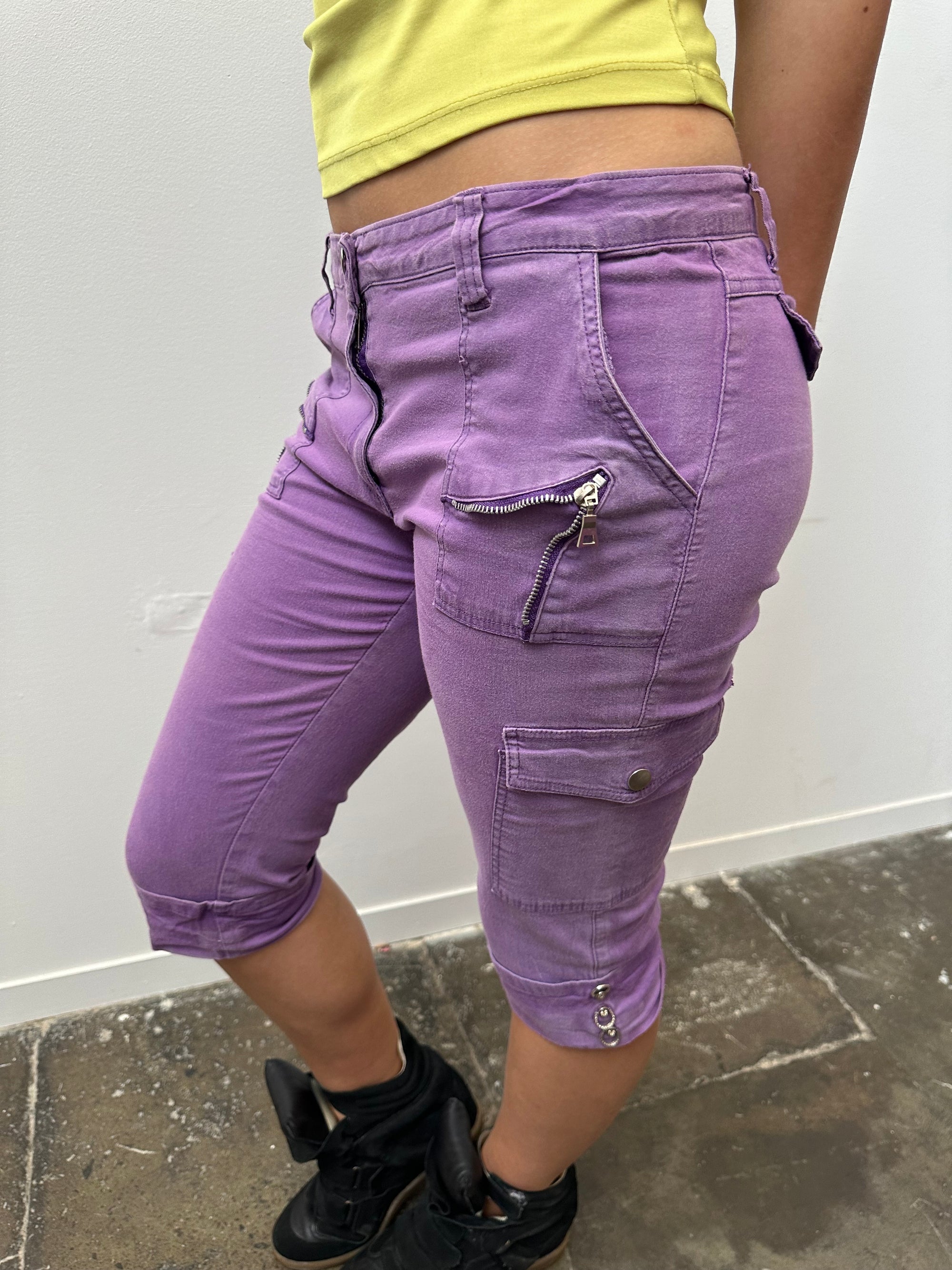 Lilac Cargo Capris - Size S