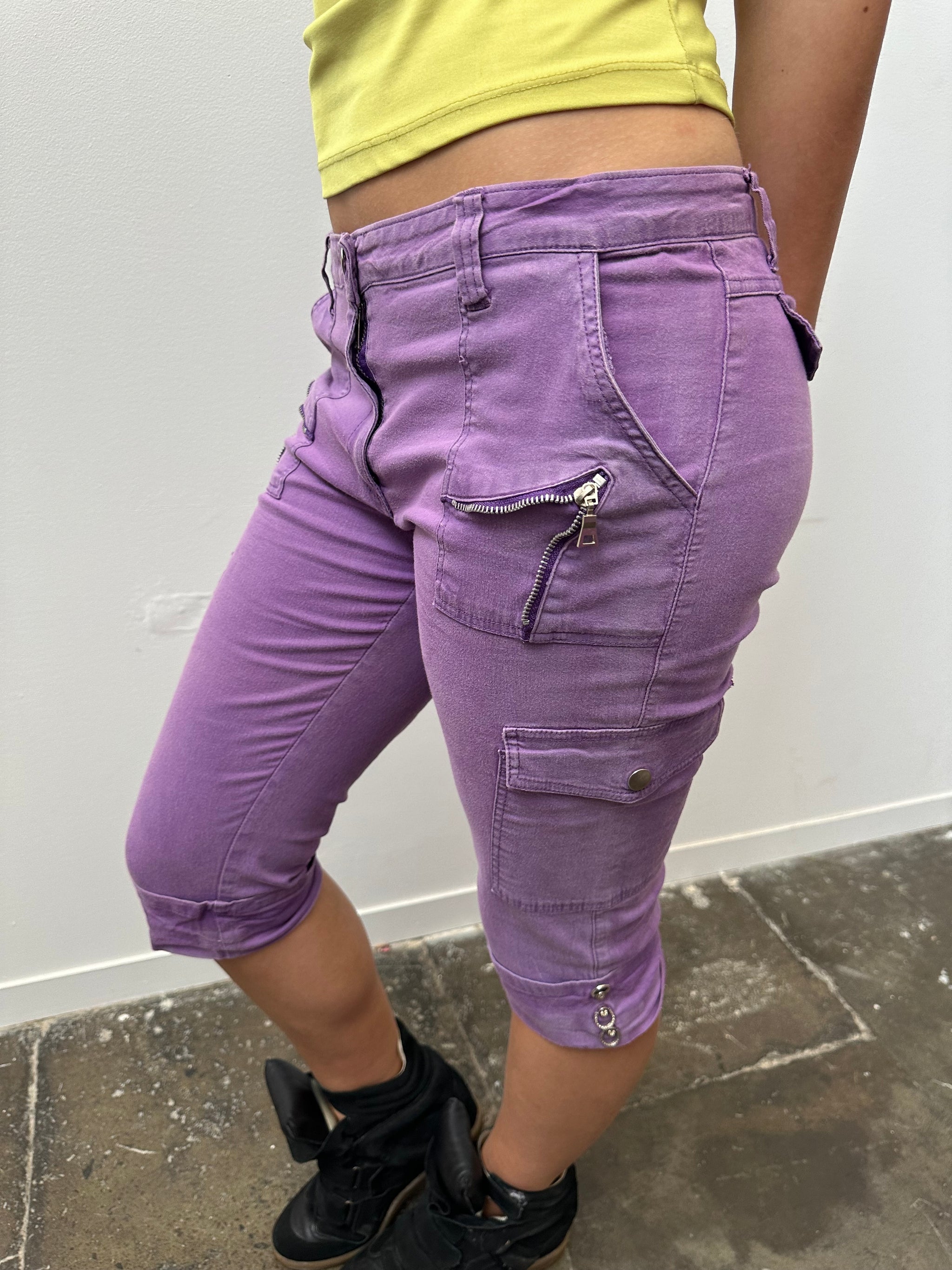Lilac Cargo Capris - Size S