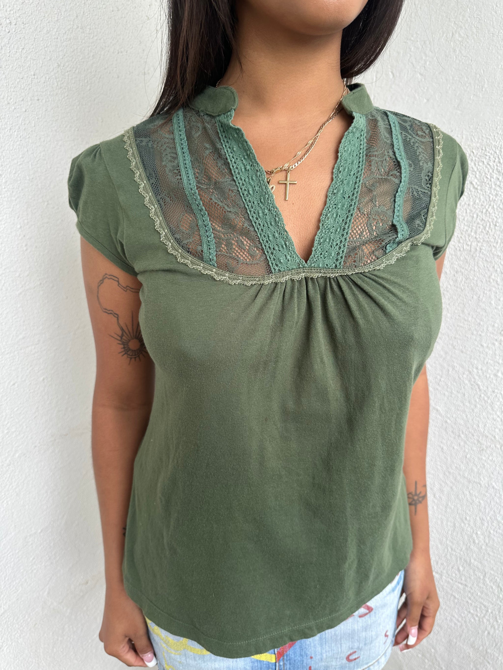 Green Lace Pannel T-shirt