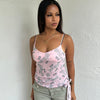 Baby pink & Grey Floral Mesh Cami Top