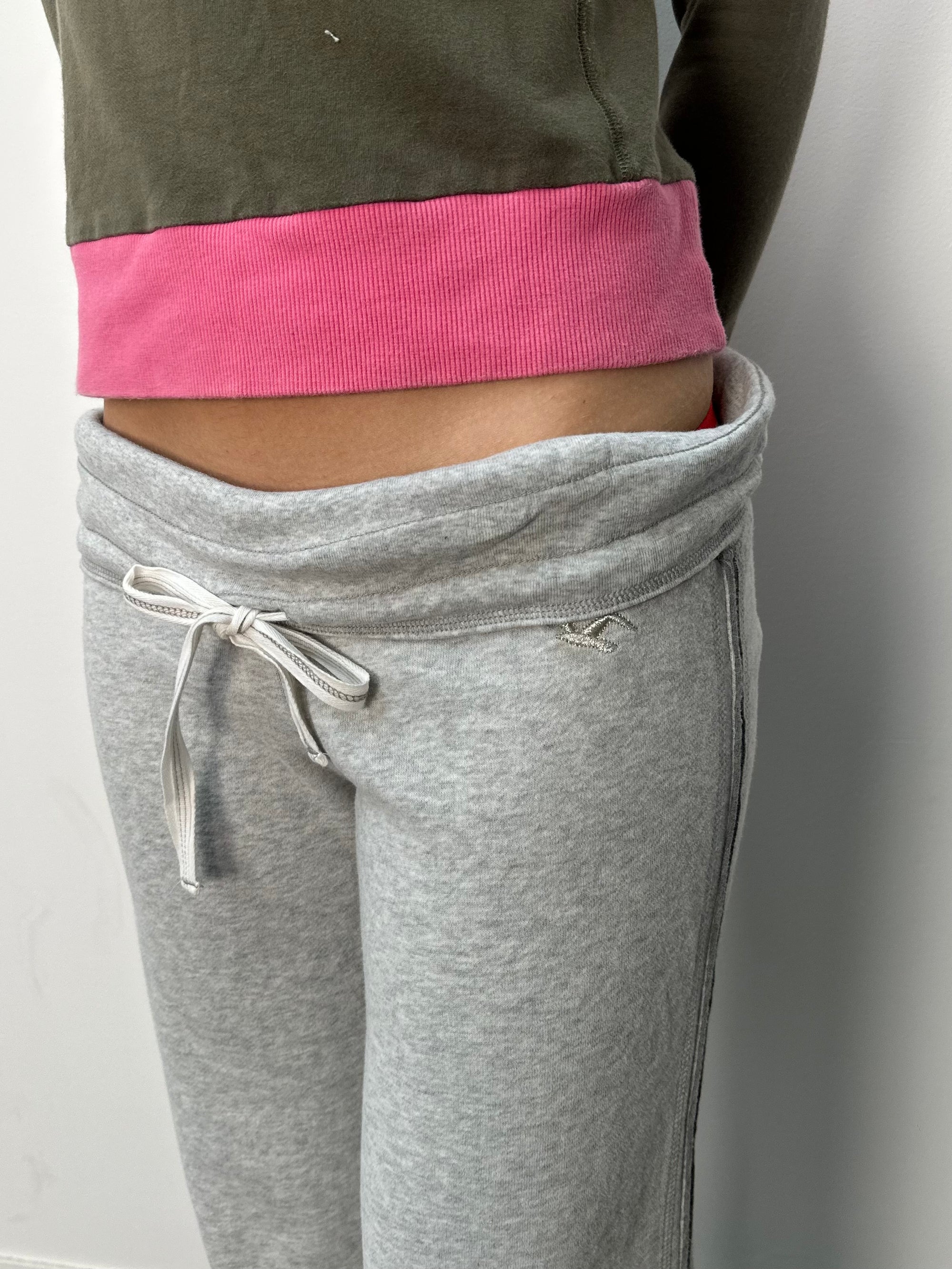 Holister Grey Foldover Track Pants - Size L