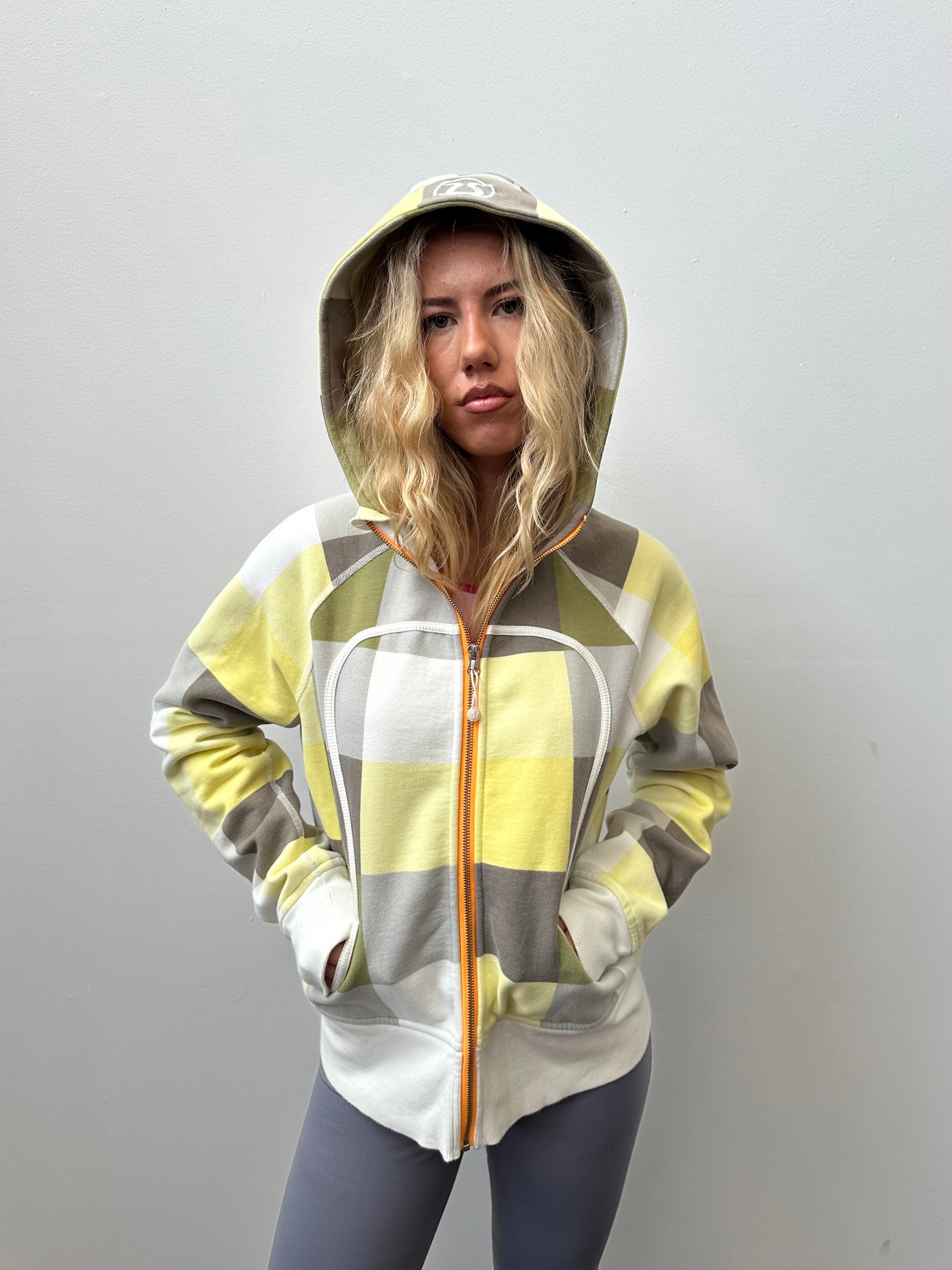 Lululemon Yellow Check Scuba Hoodie - Size L