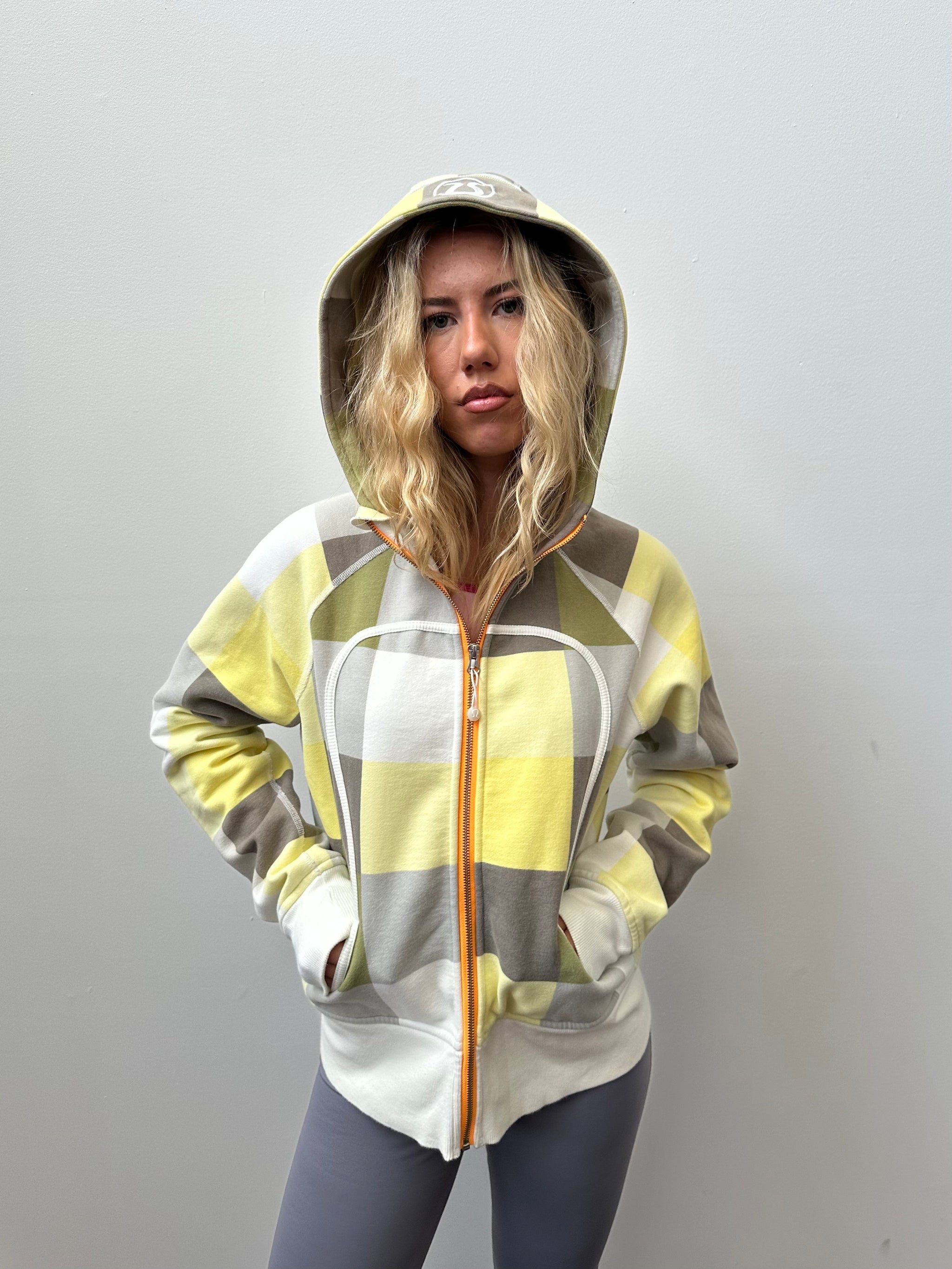 Lululemon Yellow Check Scuba Hoodie - Size L