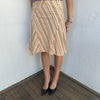 Beige Multi Stripe Midi Skirt - Size S