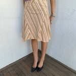 Beige Multi Stripe Midi Skirt - Size S