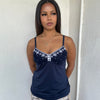 Navy Embroidered Cami Top