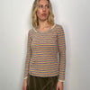Braided Strap Multicoloured Stripe Long Sleeve Top - Size M