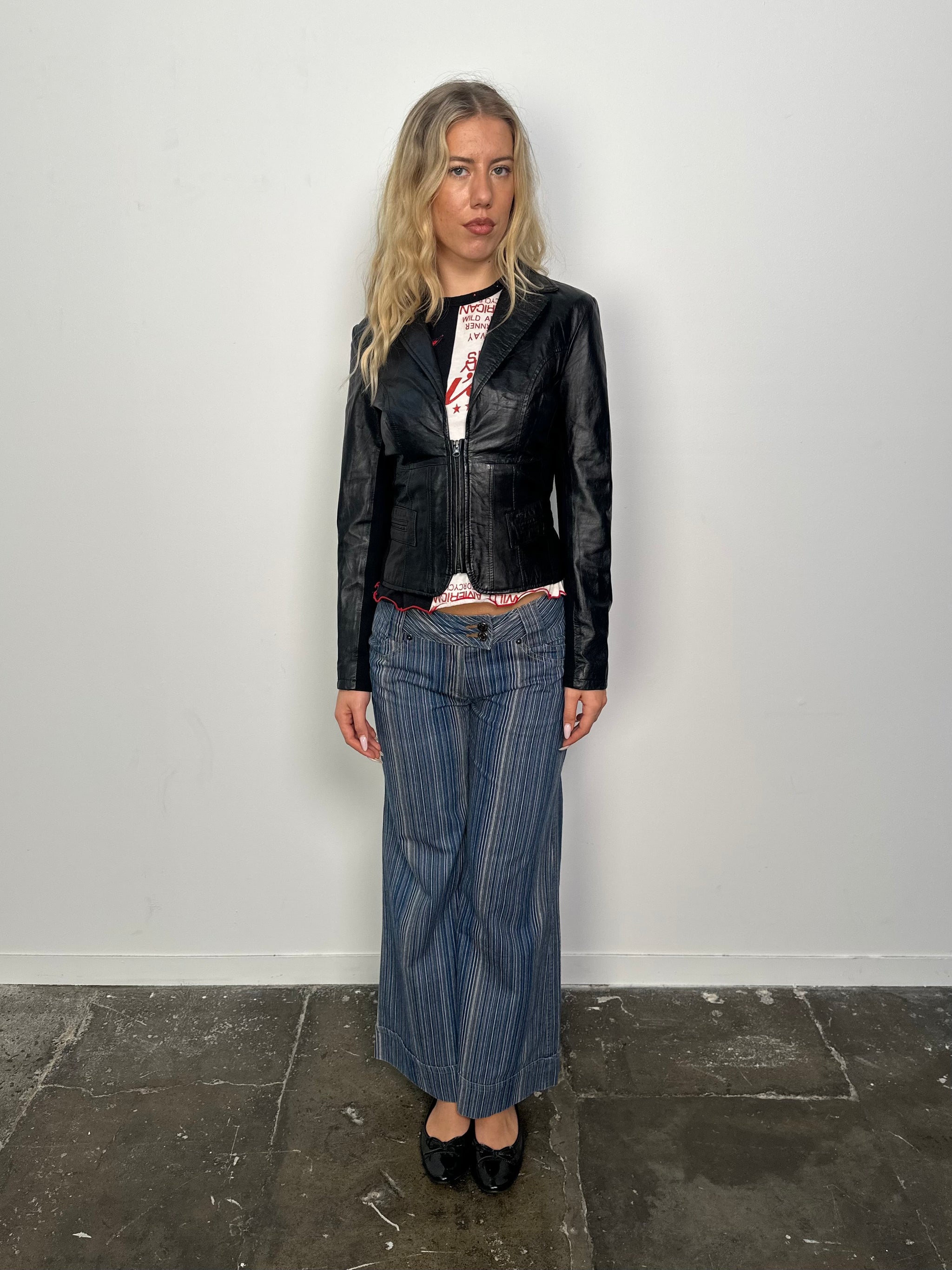 Fitted Black Leather Jacket - Size S