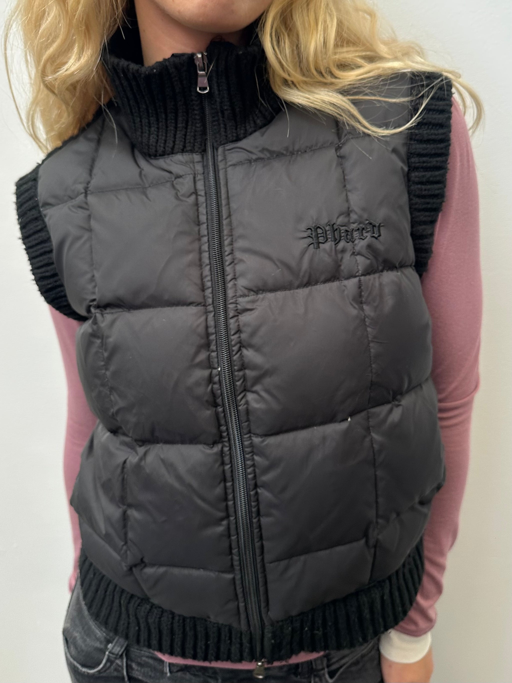 Phard Black Puffer Gilet Jacket - Size S/M