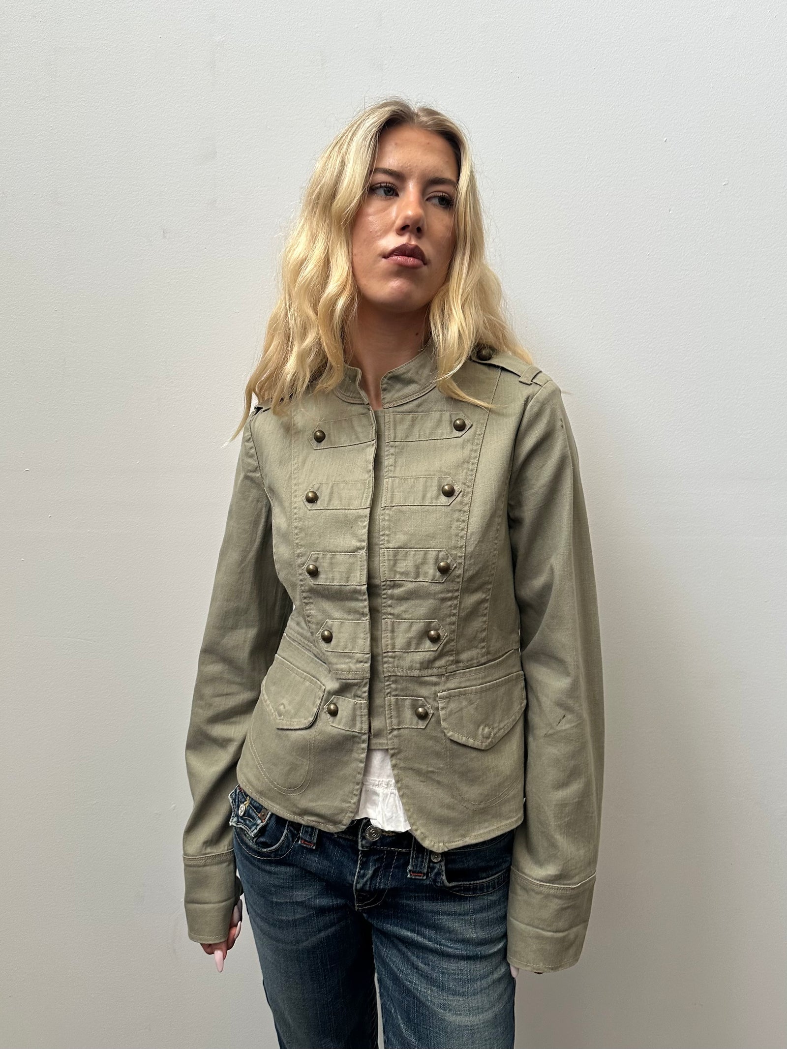 DKNY Light Khaki Napoleon Jacket - Size M