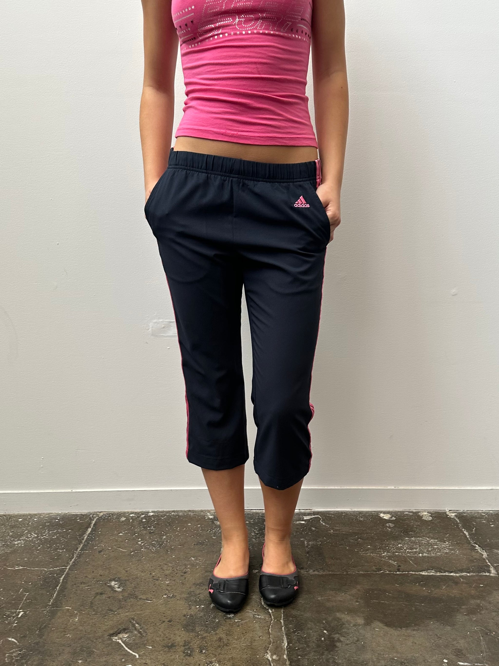 Adidas Navy & Pink Capri Pants - Size S