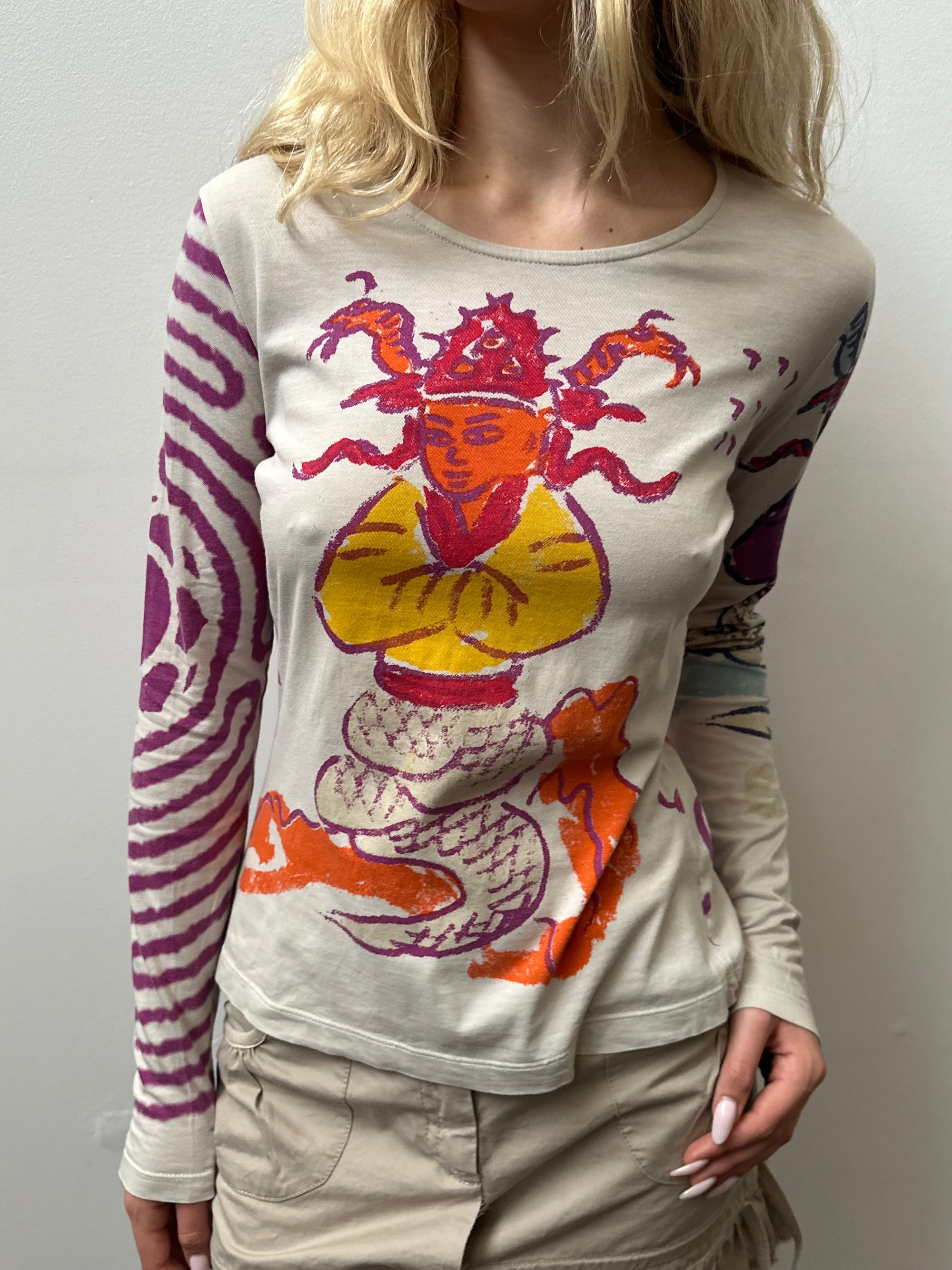 Colourful Graphic Print Long Sleeve - Size S/M