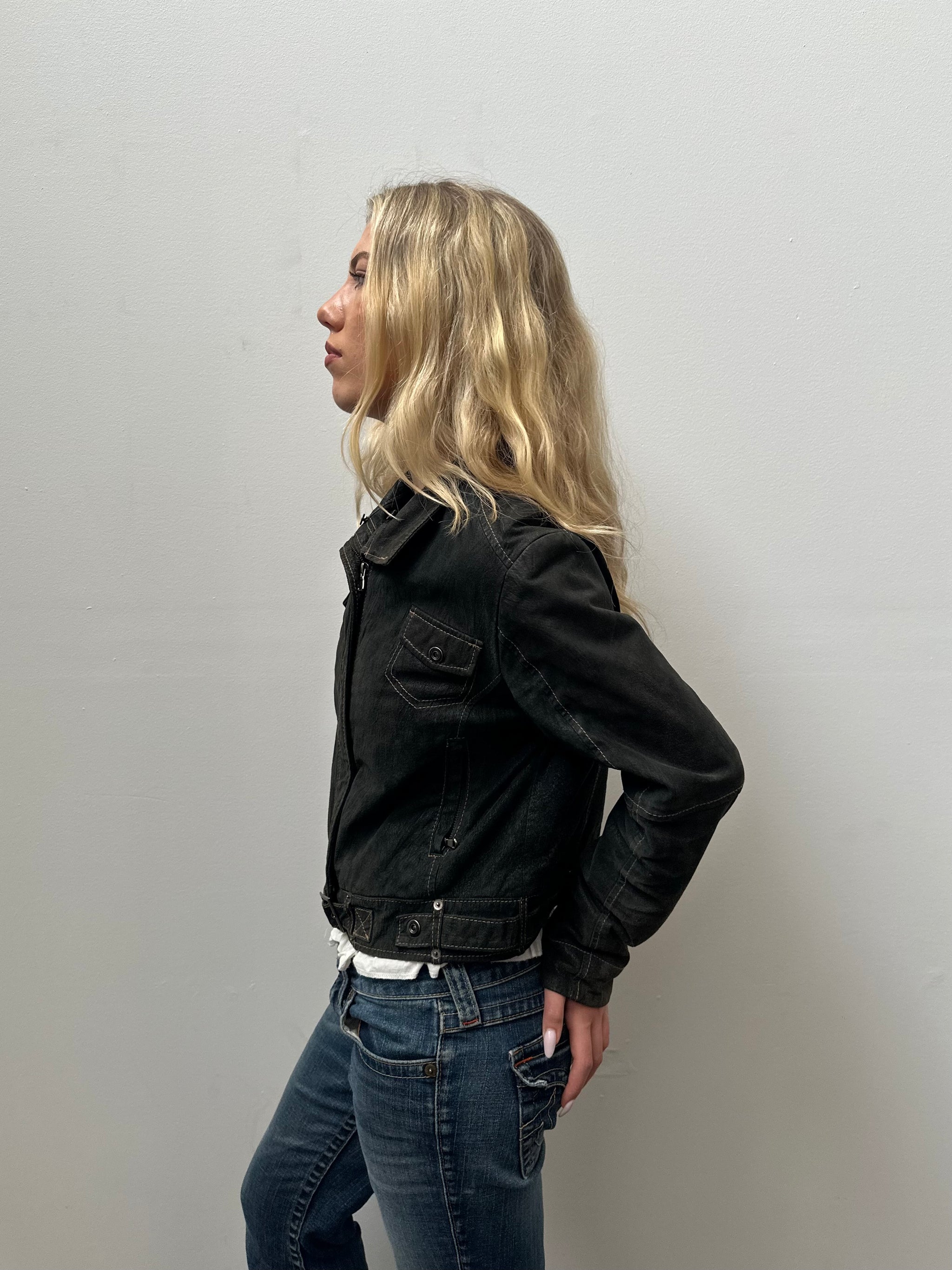 Waxy Black Box Fit Jacket - Size M