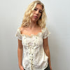 Boho Cream Corset Front Blouse - Size S