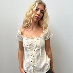 Boho Cream Corset Front Blouse - Size S
