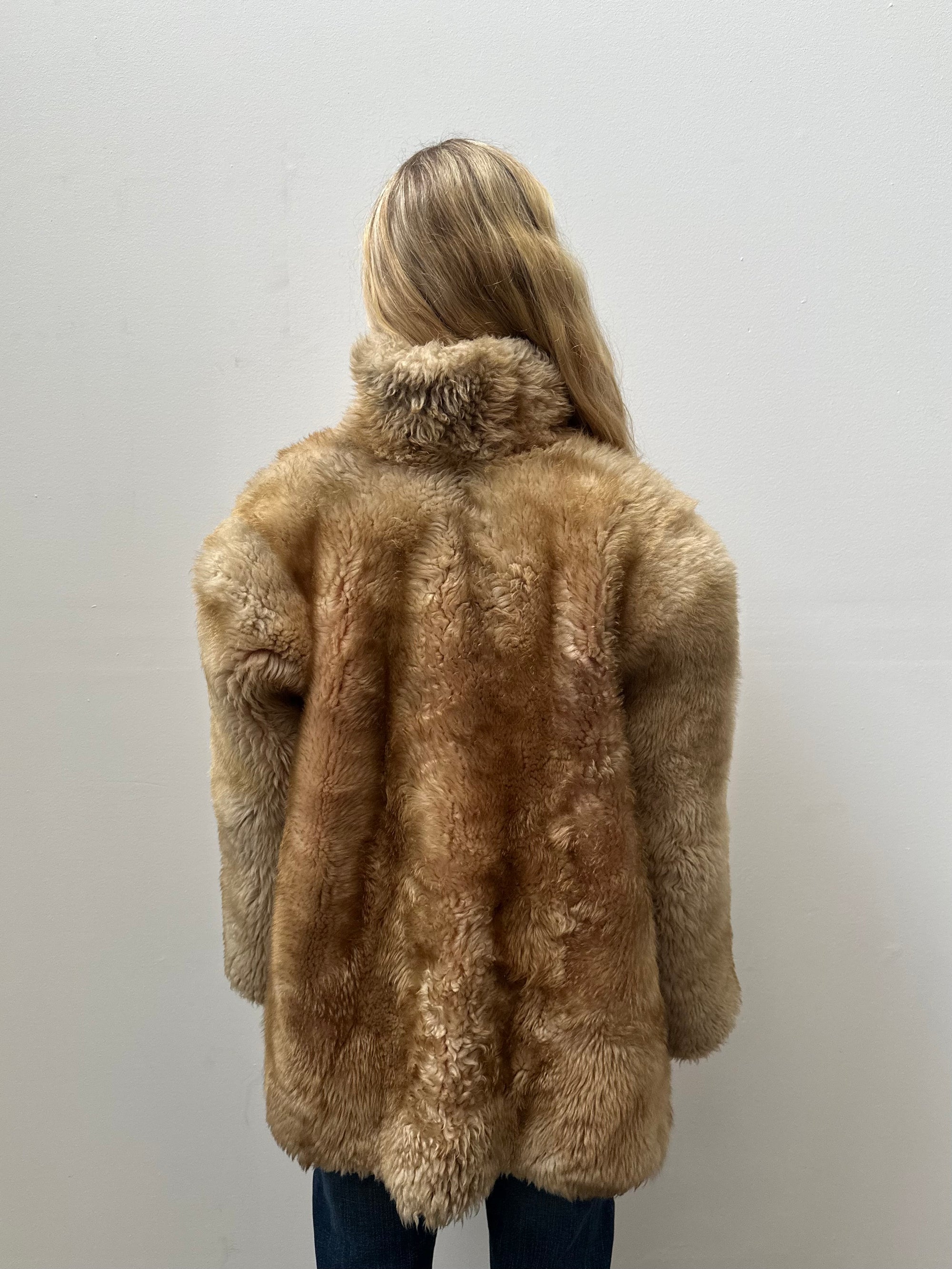 Tan Real Fur Coat - Size L