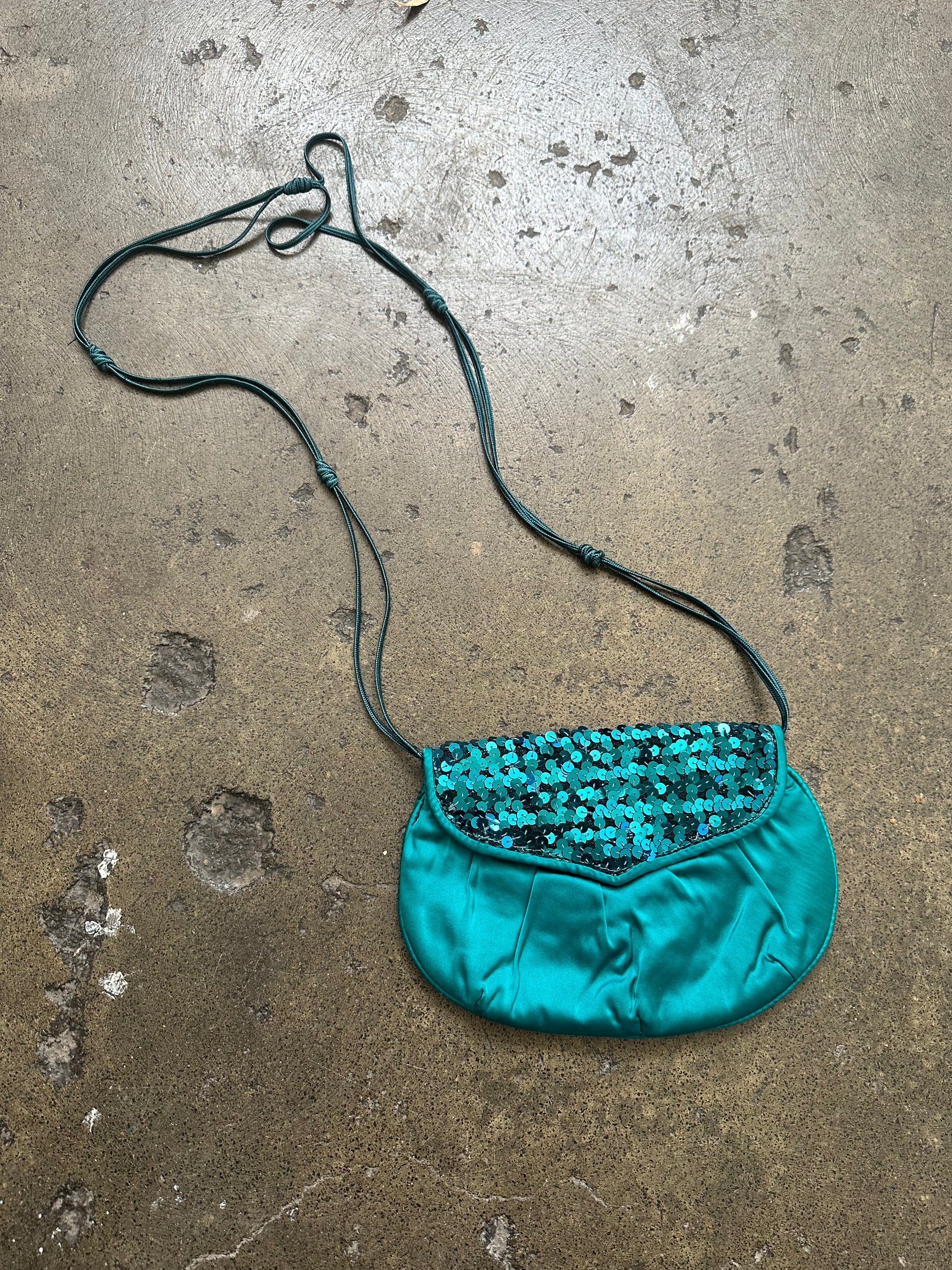 Teal Sequin Clutch Bag