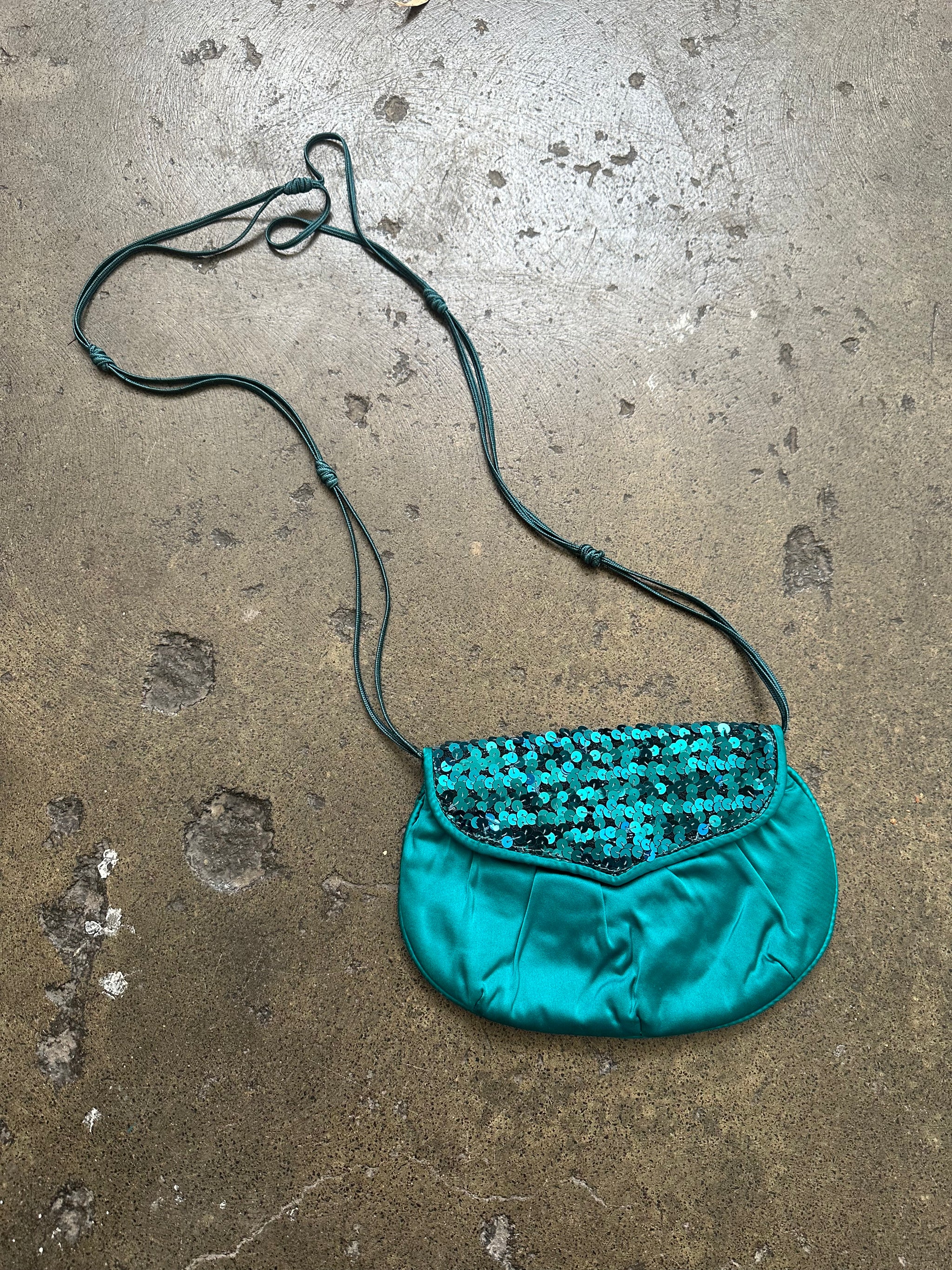 Teal Sequin Clutch Bag