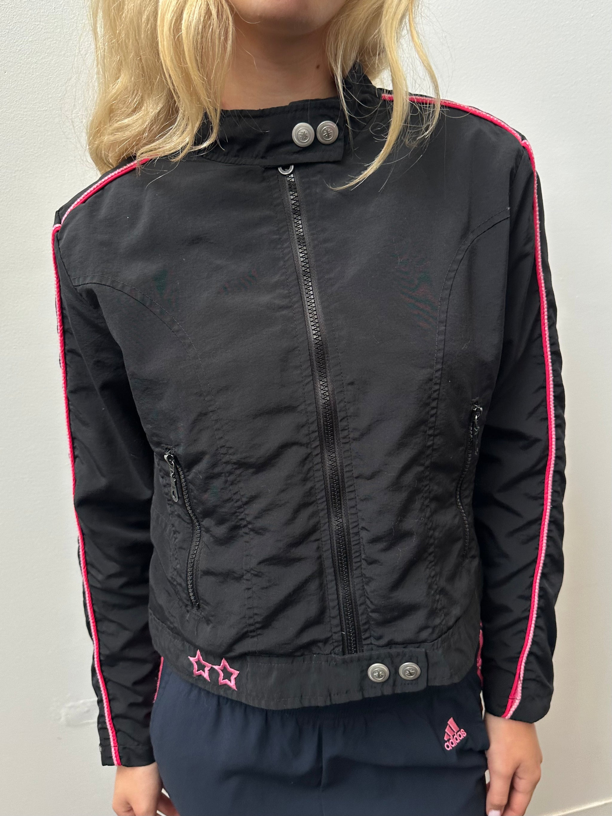 Black & Pink Star Windbreaker Jacket - Size S