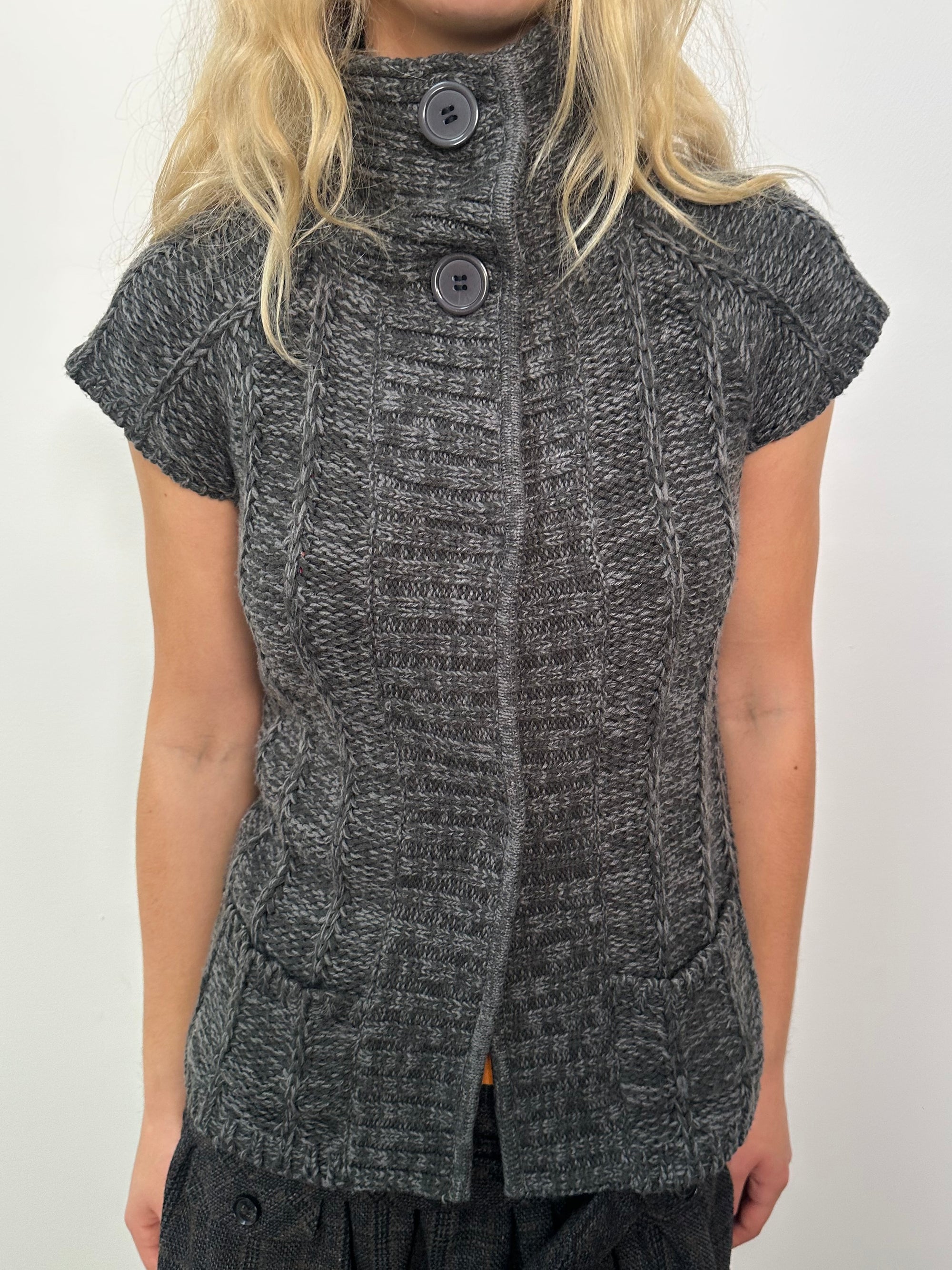 Charcoal Grey Button Top Cardigan -Size S