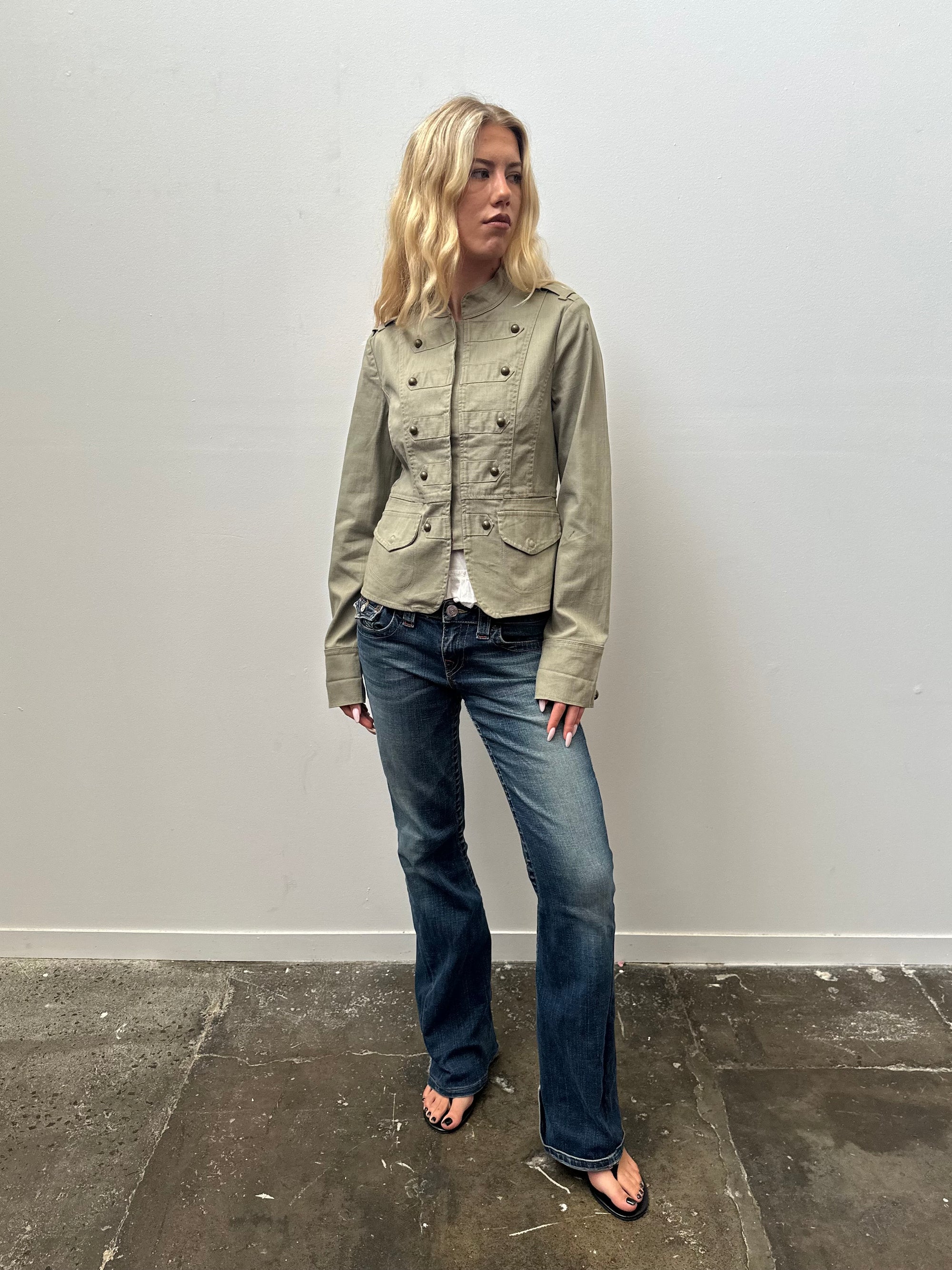 DKNY Light Khaki Napoleon Jacket - Size M
