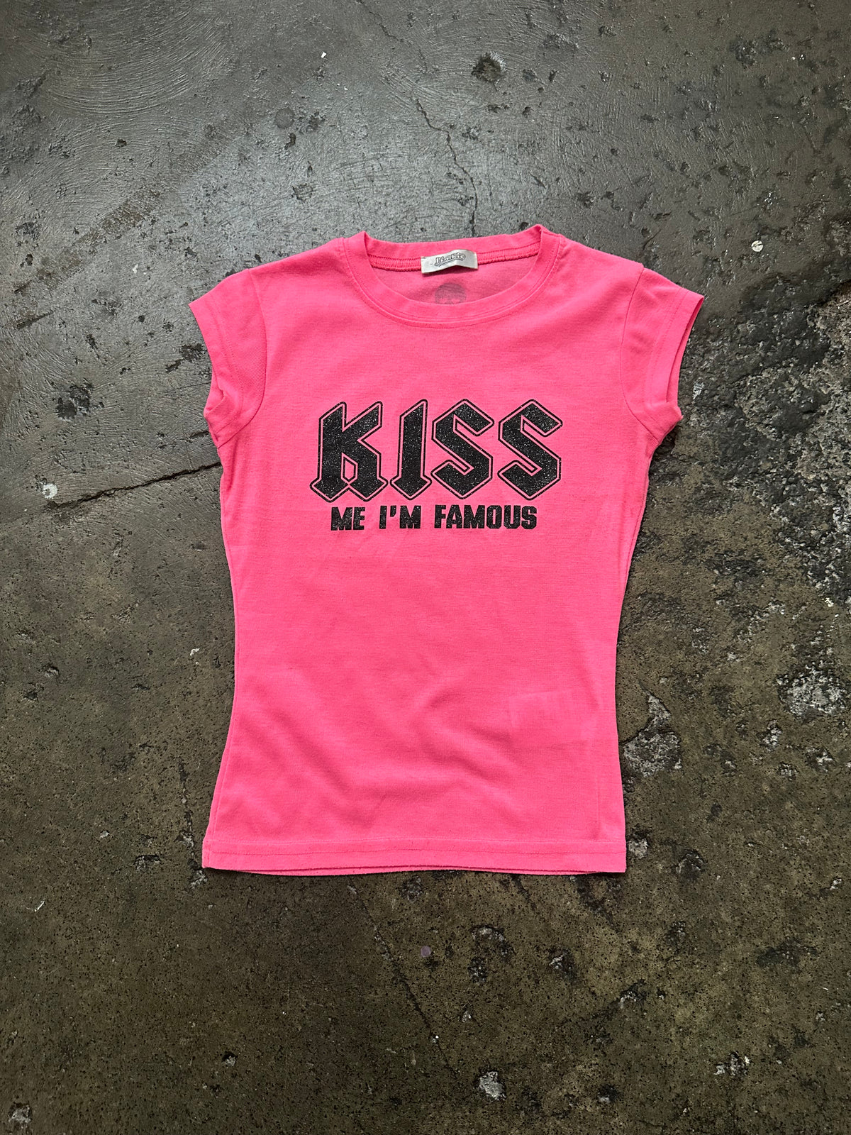 Kiss Me I’m Famous Neon Pink Baby T-Shirt - Size S