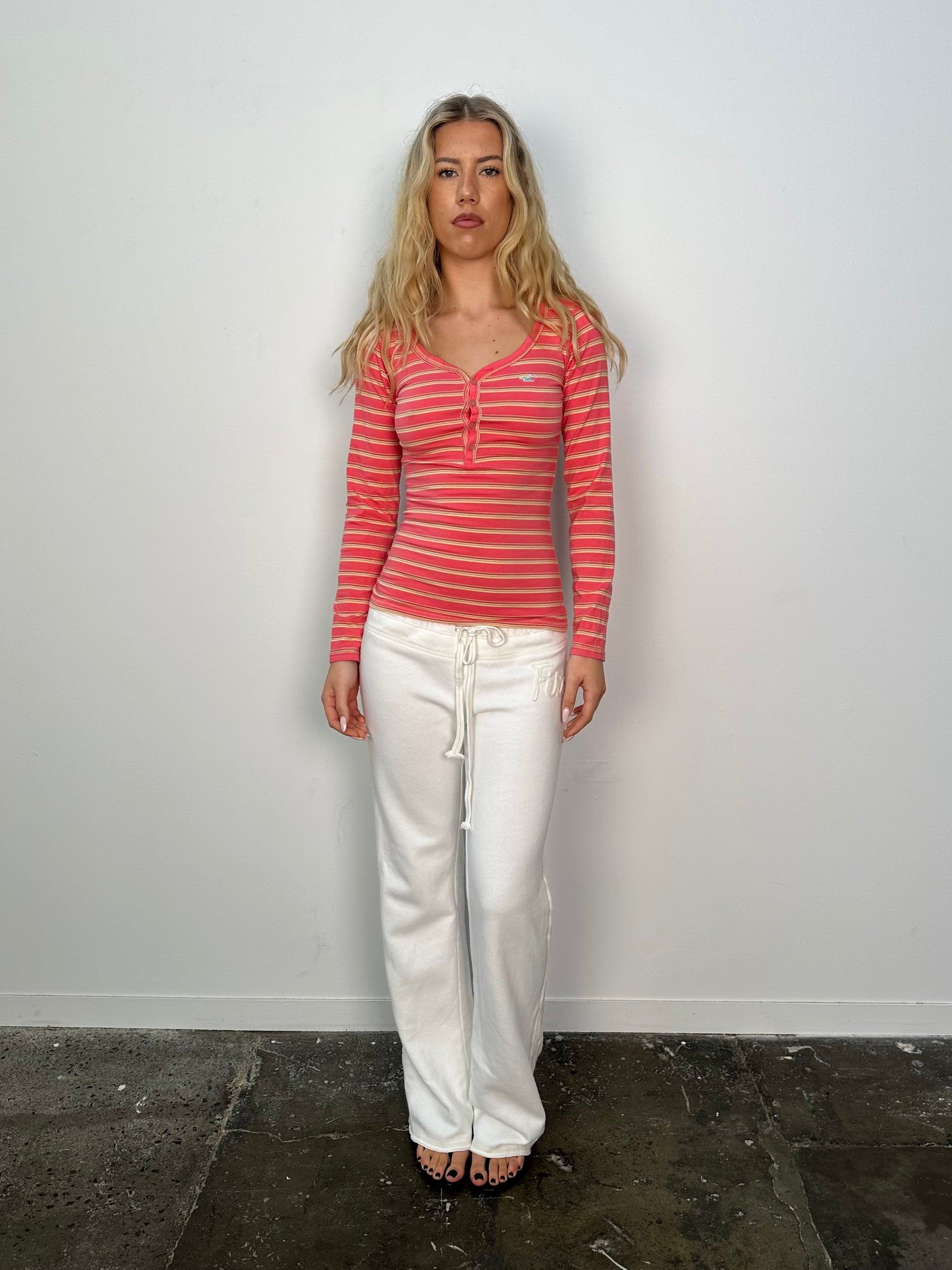 Hollister Pink Stripe Long Sleeve Top - Size S