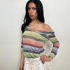 Missoni Multi Coloured Stripe Semi Sheer Top - Size M