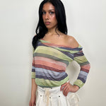 Missoni Multi Coloured Stripe Semi Sheer Top - Size M
