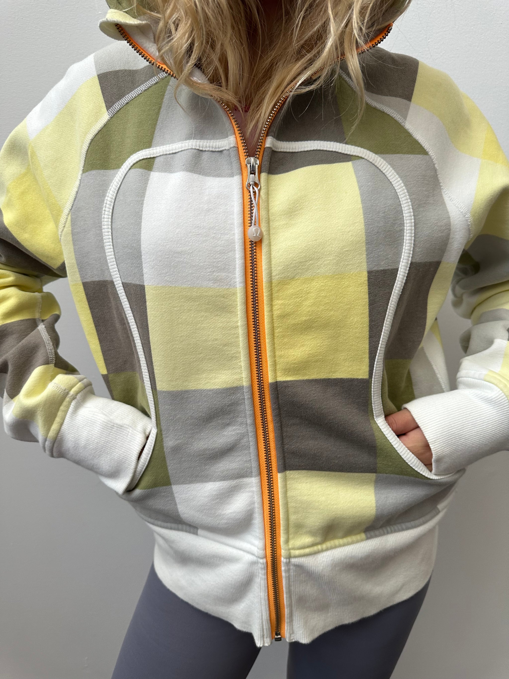 Lululemon Yellow Check Scuba Hoodie - Size L