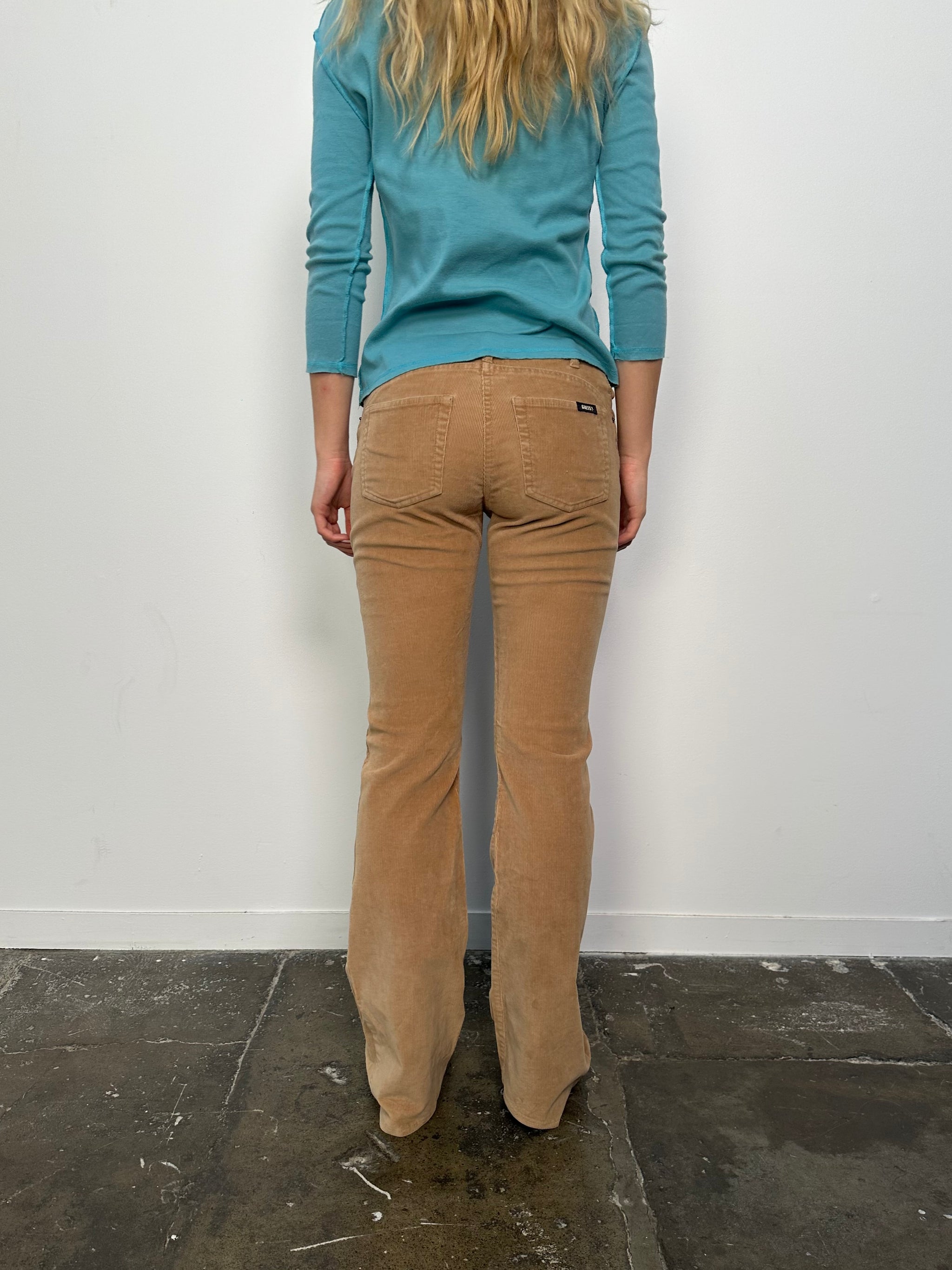 Guess Low-Rise Bootcut Tan Corduroy Pants - Size S