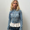 Guess Cropped Light Denim Fitted Jacket - Size S