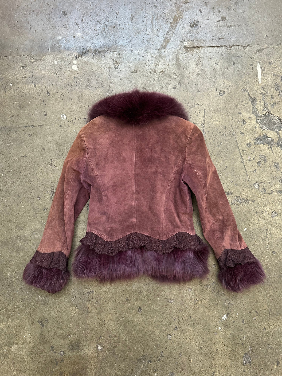 Real fur & Suede Plum Jacket - Size S