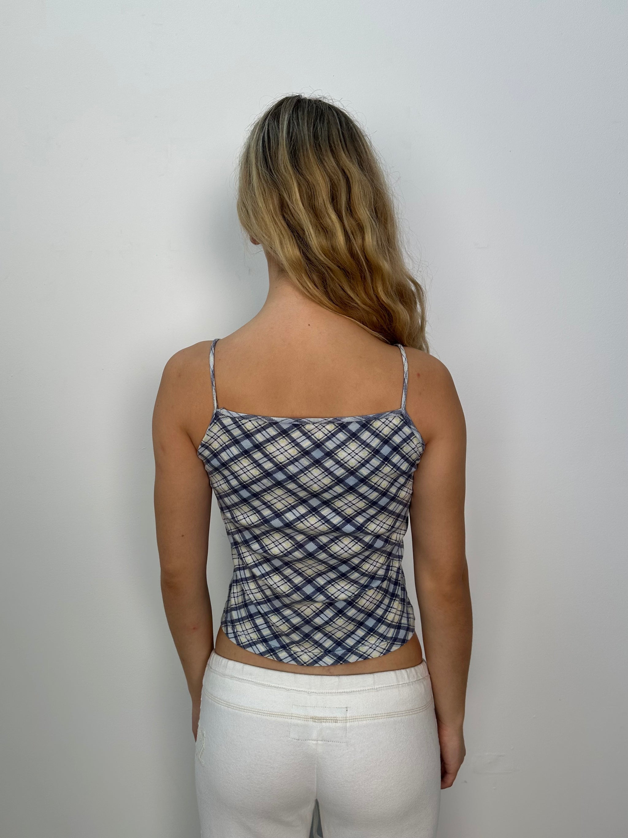 Blue Tartan Printed Cami Top - Size S
