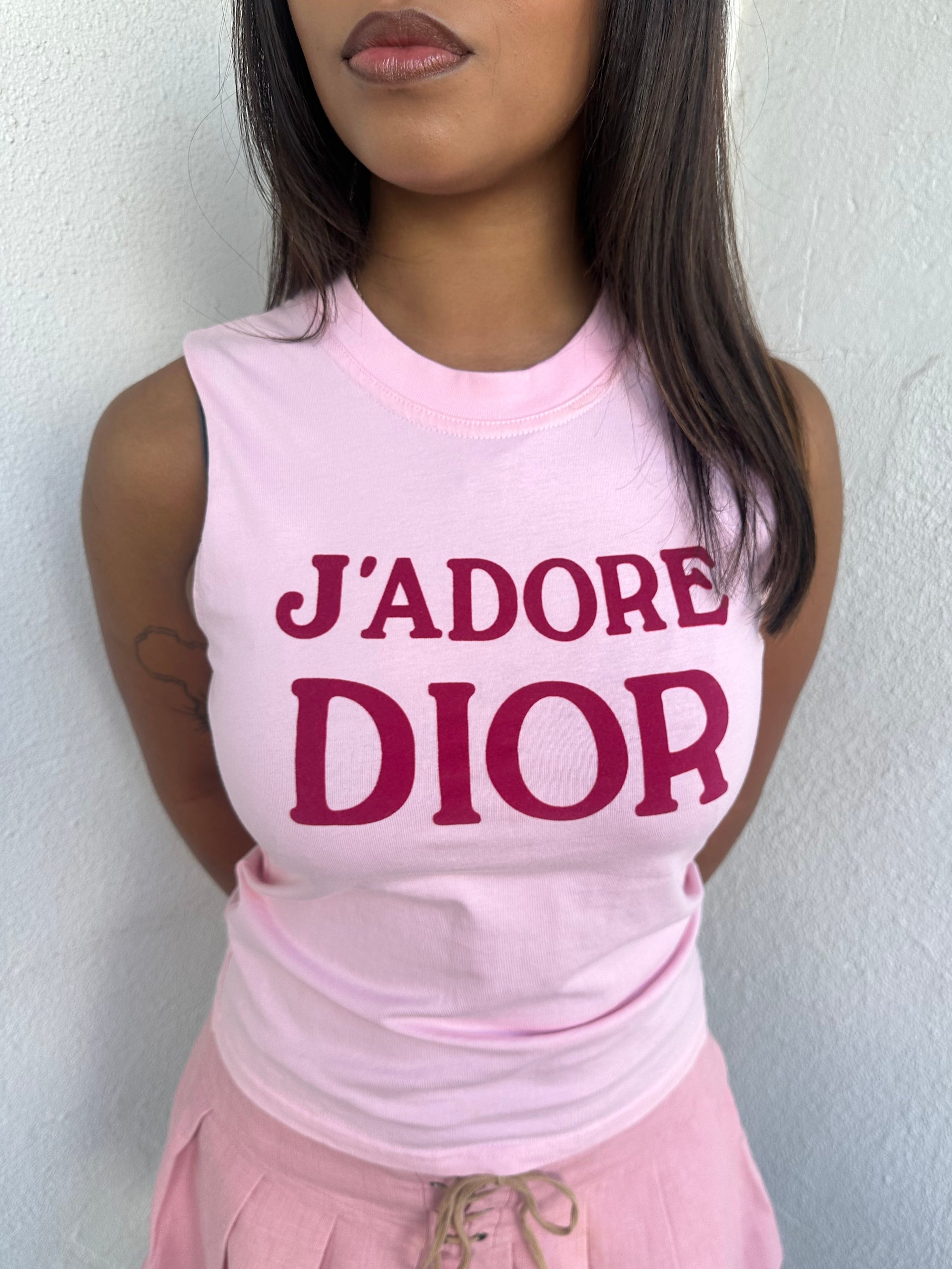 Dior Baby Pink J’adore Graphic Print Tank Top