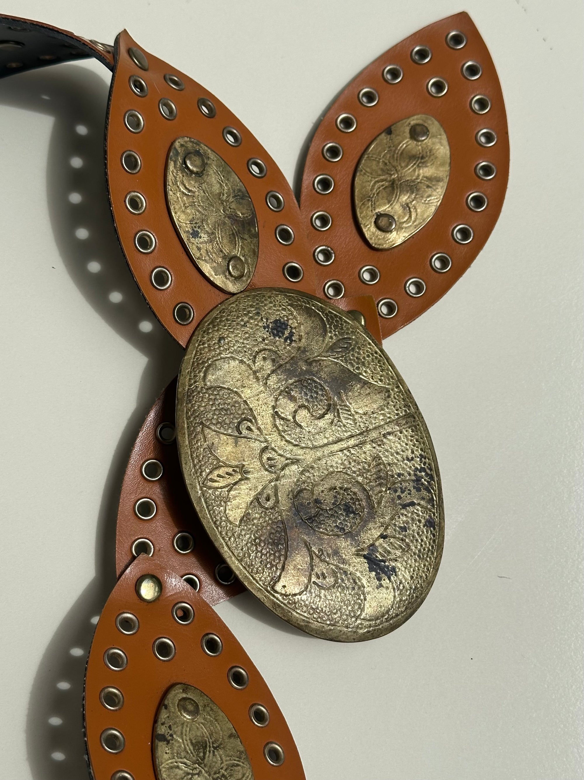 Brown & Gold Oval Disc Belt