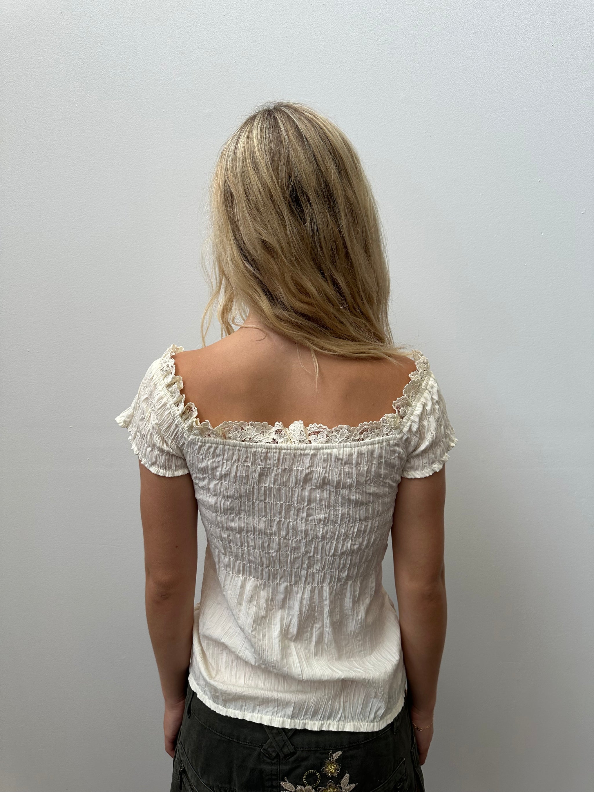 Boho Cream Corset Front Blouse - Size S