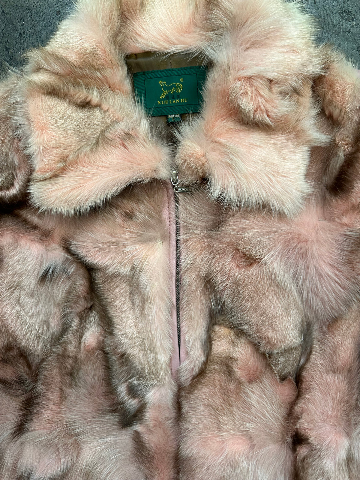 Baby Pink Real Fur & Leather Jacket - Size M