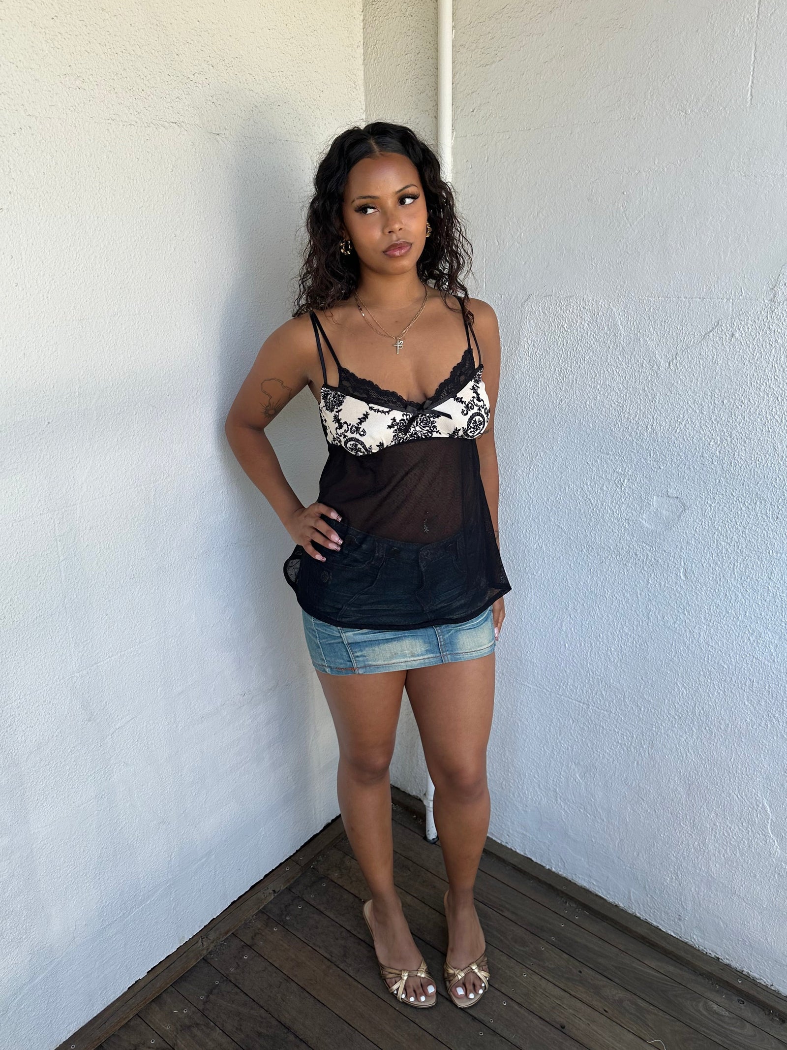 Black & White Layered Look Cami - Size M