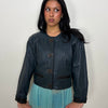 Teal Oversized Shape Leather Jacket - Size L