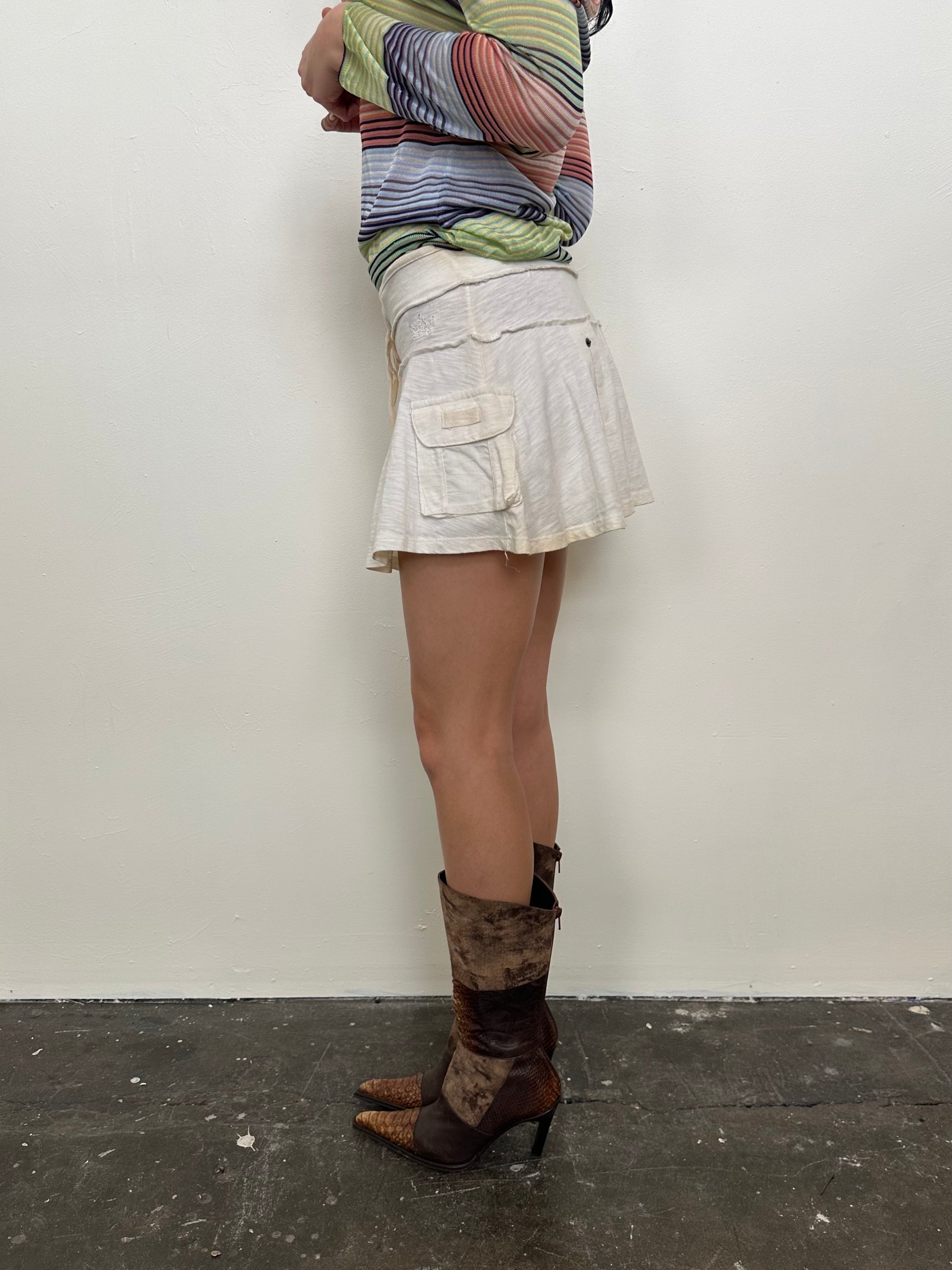 White Jersey Mini Skirt - Size XS