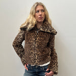 Leopard Print Faux Fur Jacket - Size M