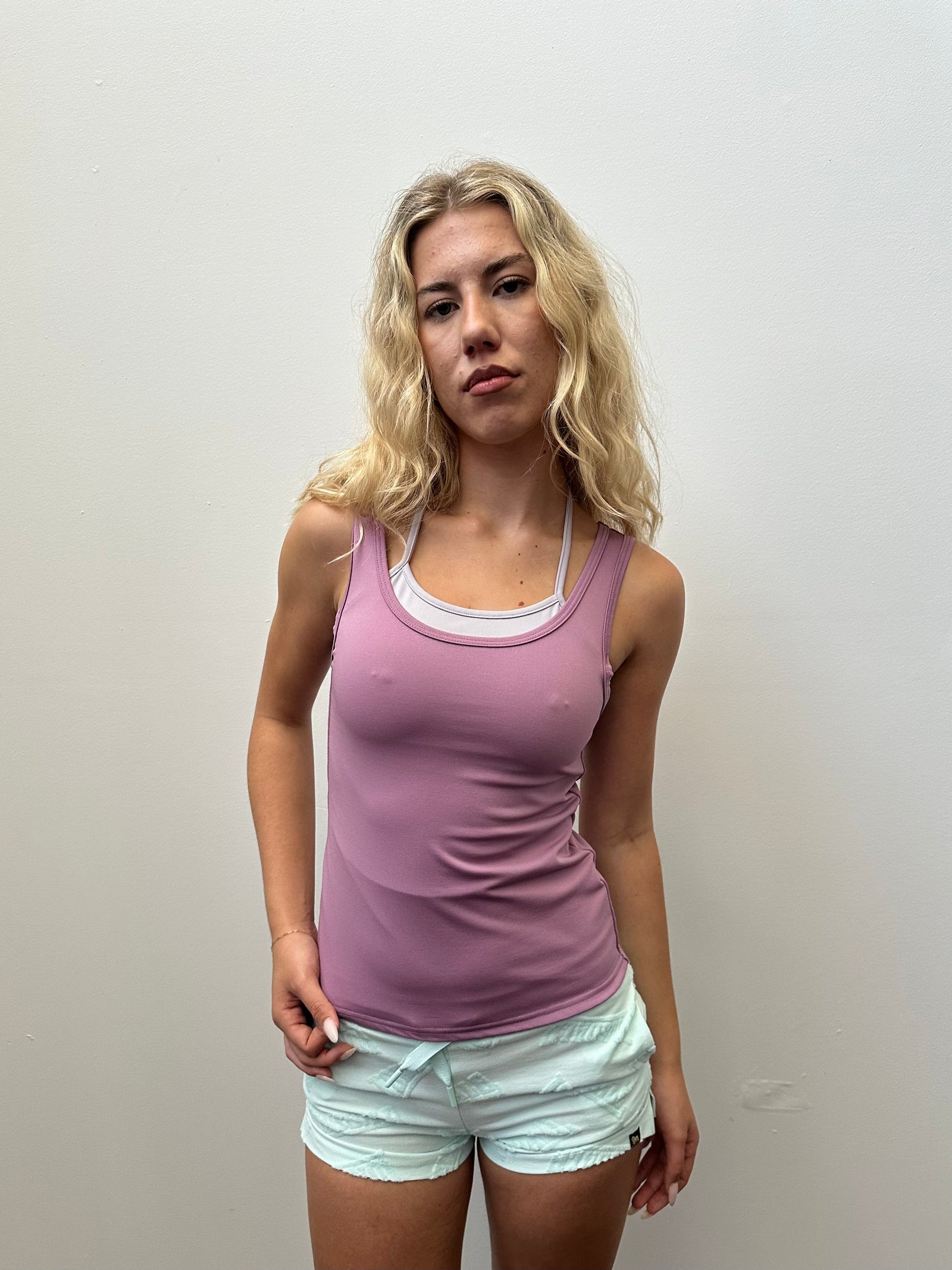 Purple Layered Sports Tank Top - Size M