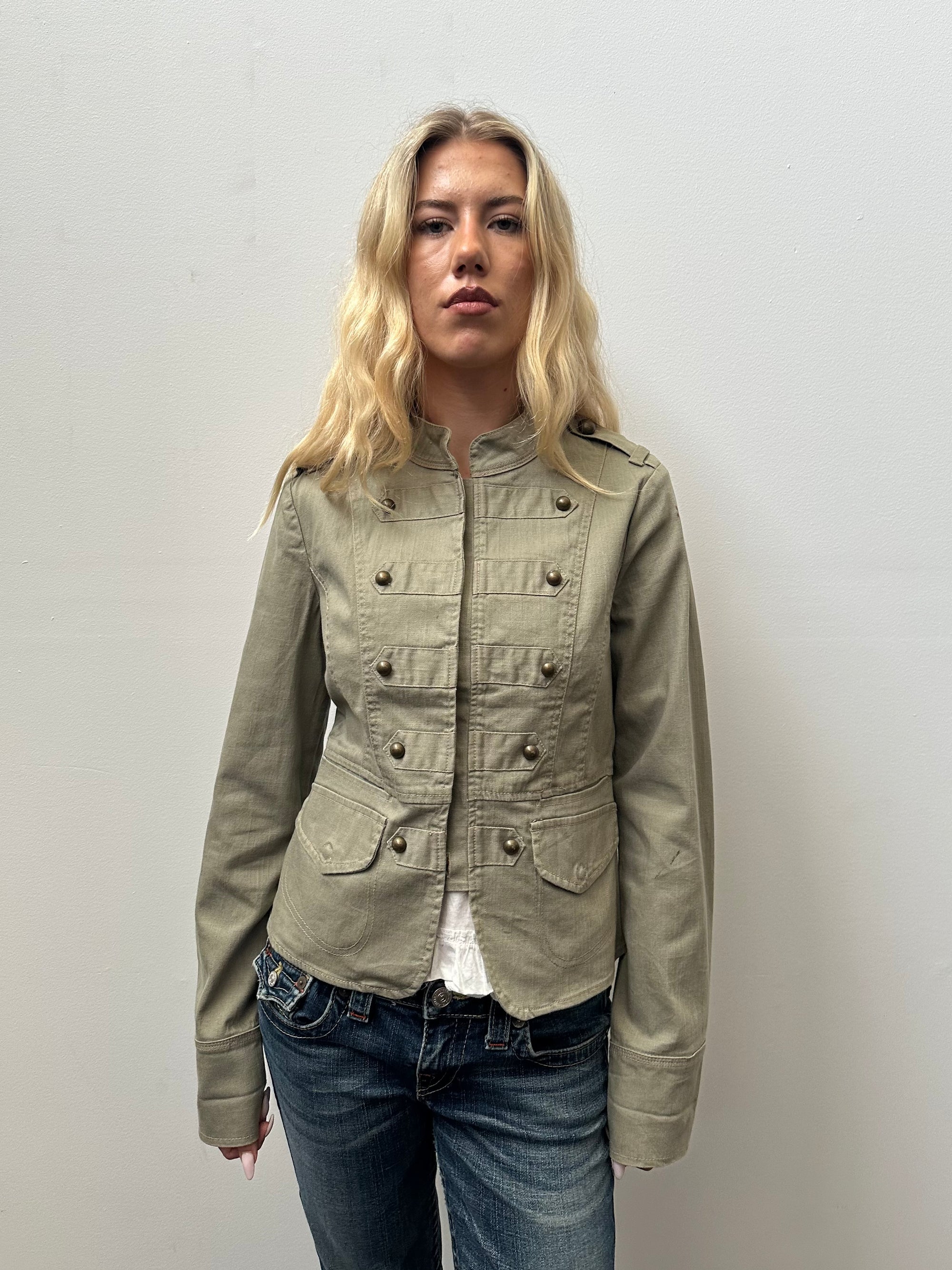 DKNY Light Khaki Napoleon Jacket - Size M