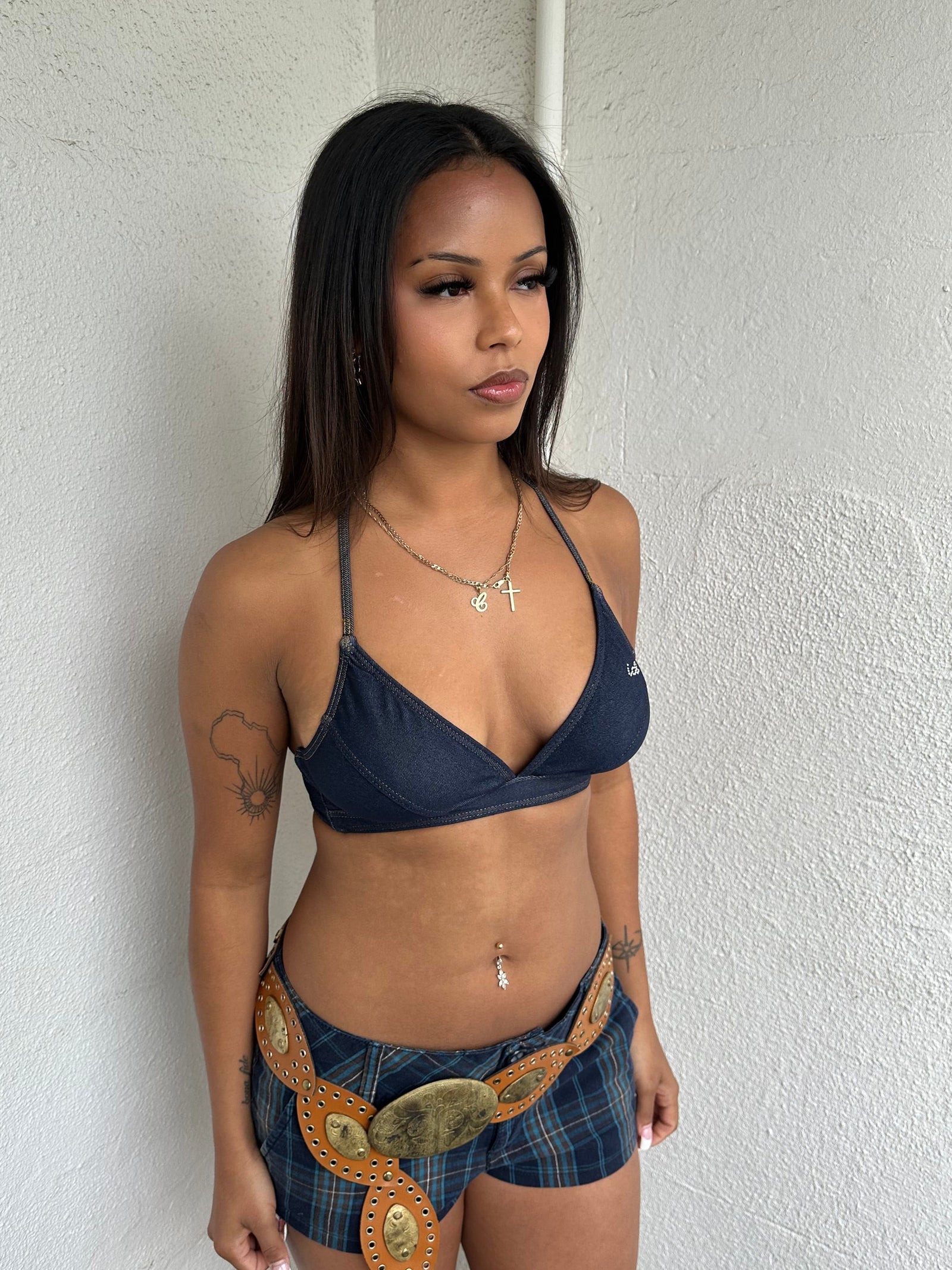 Denim Look Bikini Top